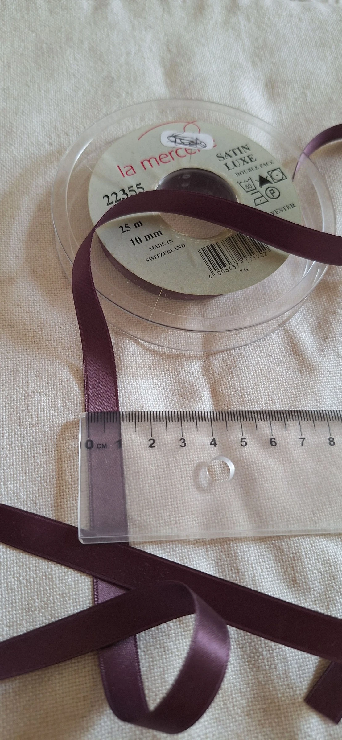 5 mètres de satin 10 mm ruban double face prune 